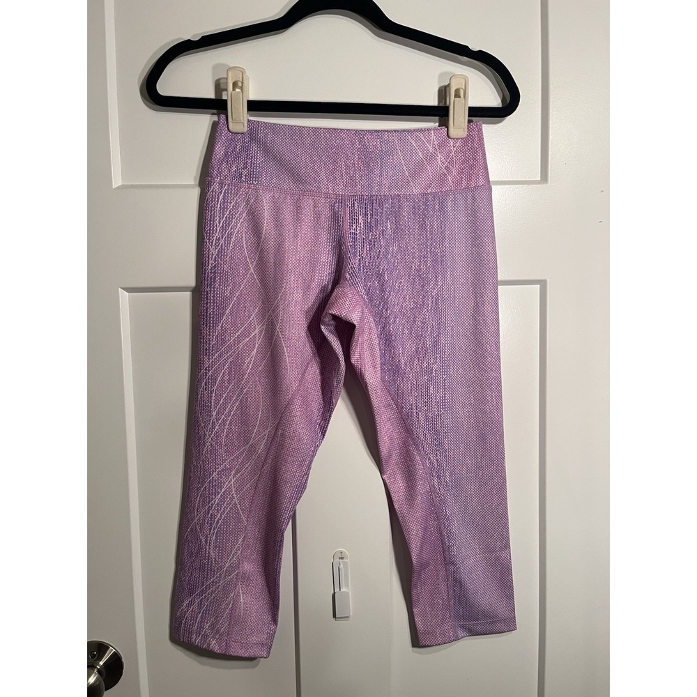 ASICS Women’s Small Purple Geometric Capri Leggings Compression Running Yoga